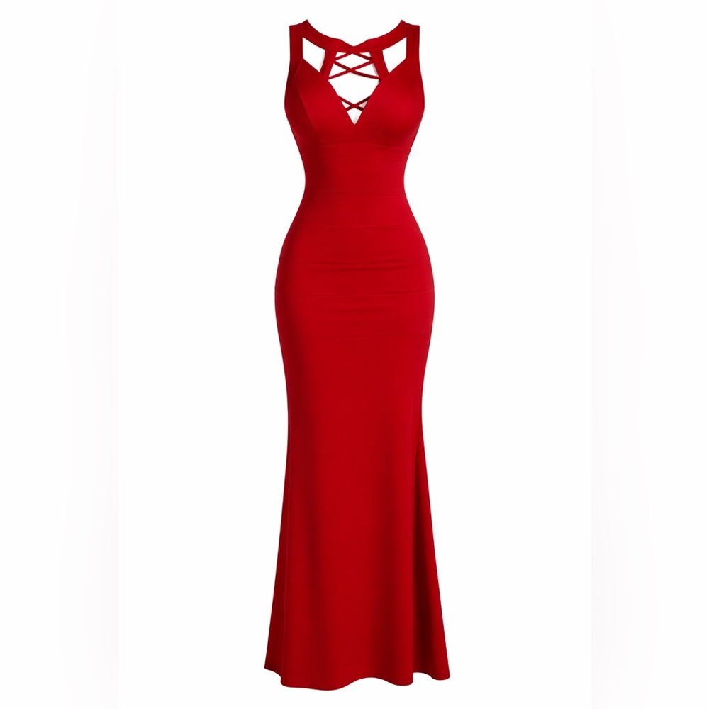 Windsor Striking Red Crisscross Maxi Dress